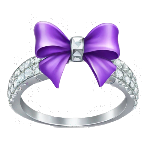 Silver diamond ring with a bow in purple emoji