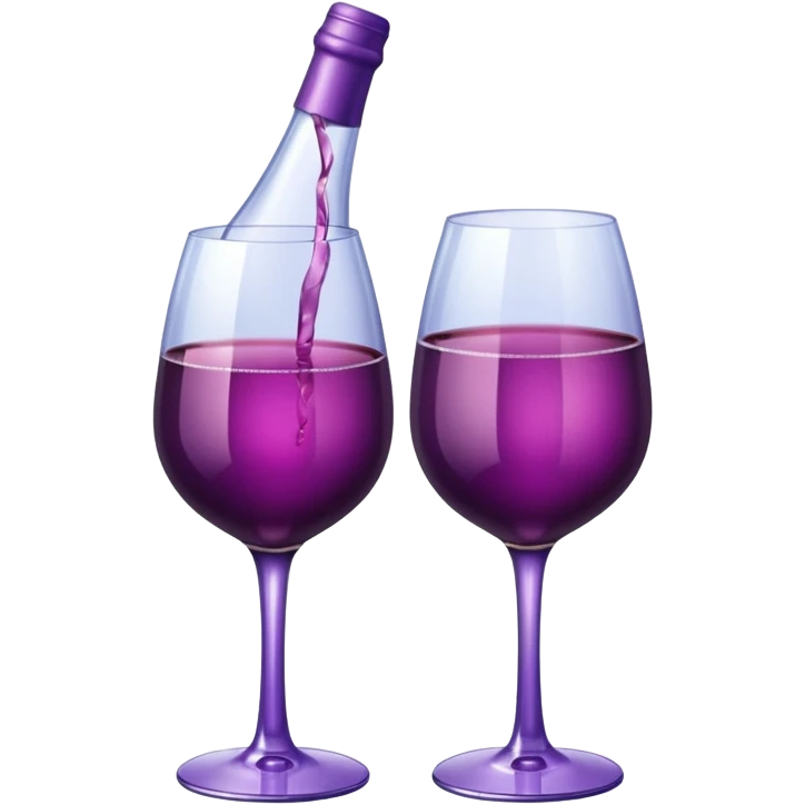 Realistic sparkling diamond glam bottle of Purple Wine and matching long stem wine glass. emoji
