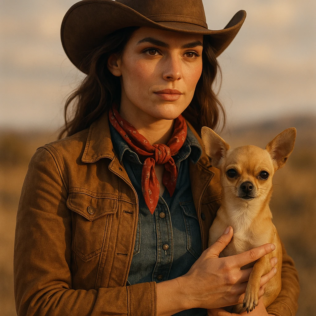femme cowboy avec son chihuahua, style 4 emoji