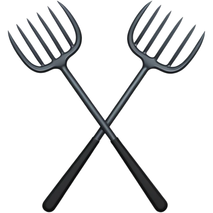 Make 2 black pitchforks cross emoji