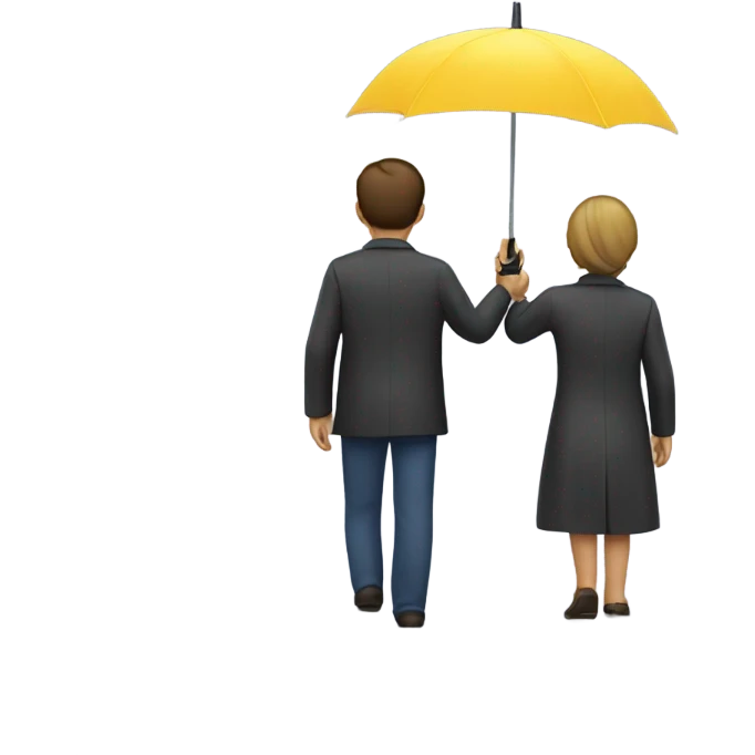 A person holding an umbrella over someone else seen from the back  emoji