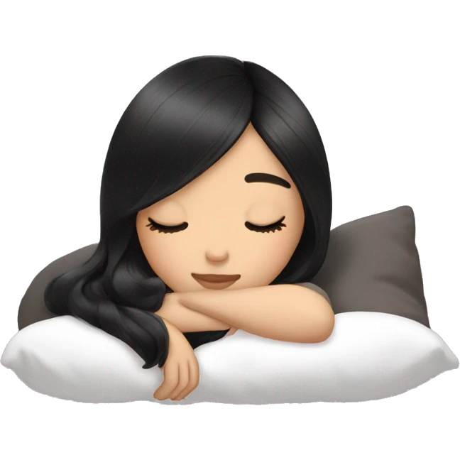 Coquette asian black hair girl sleeping  emoji