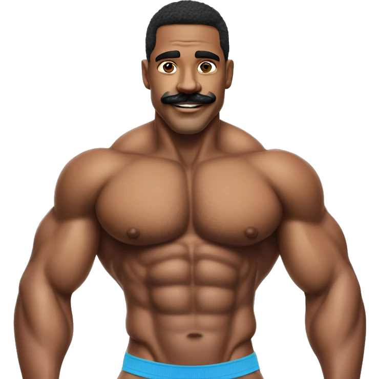 gay bodybuilder with mustache in jockstrap realistic emoji