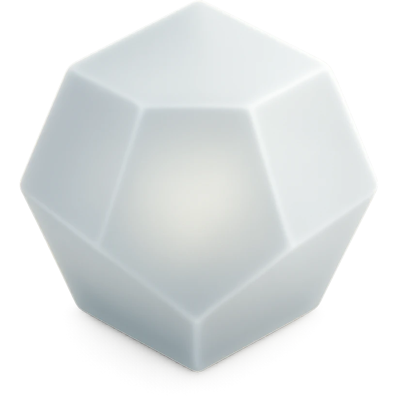 light grey dodecahedron, soft 3D look, no background emoji