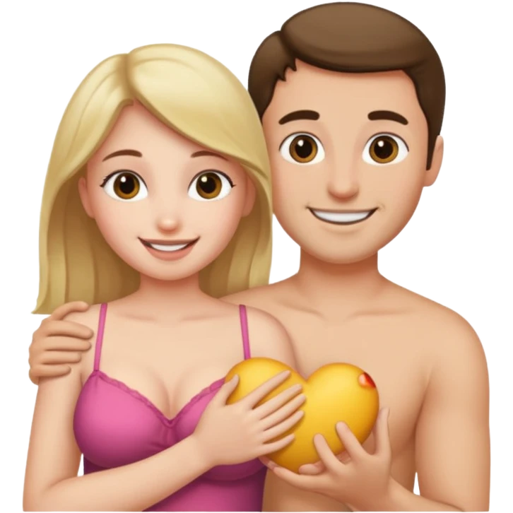 Man but his hand on a girl boobs emoji