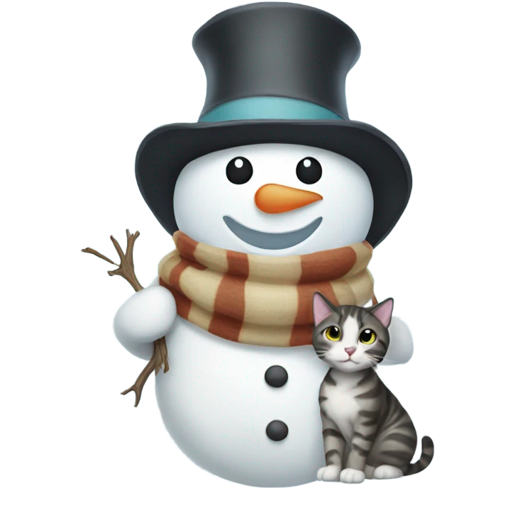 Snowman holding a cat emoji