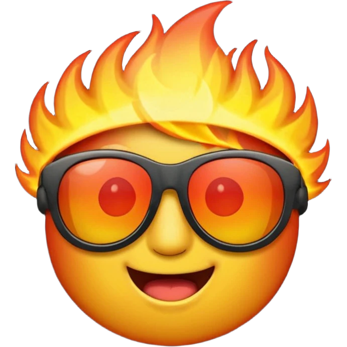 Make a fire emoji with sunglasses emoji