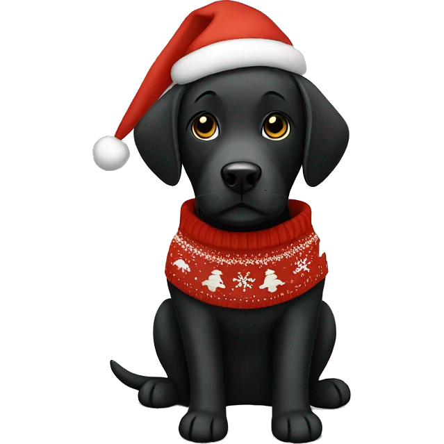 Black Labrador dog with a Christmas sweater  emoji