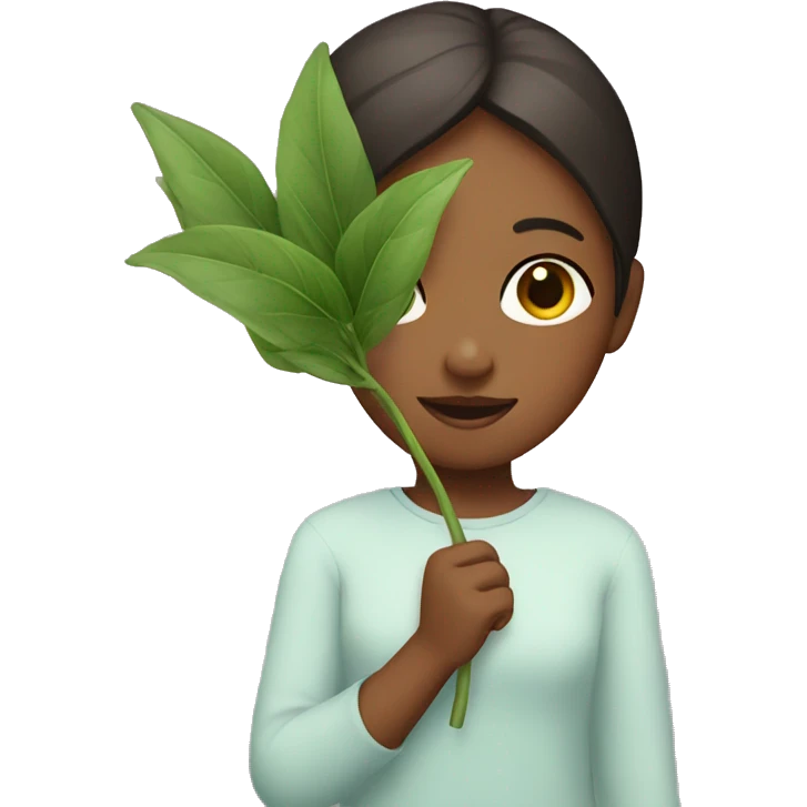 Girl with plant in hands emoji