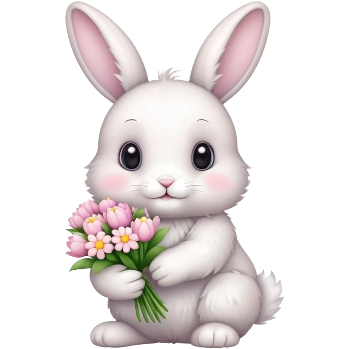 Cute bunny with flowers  emoji