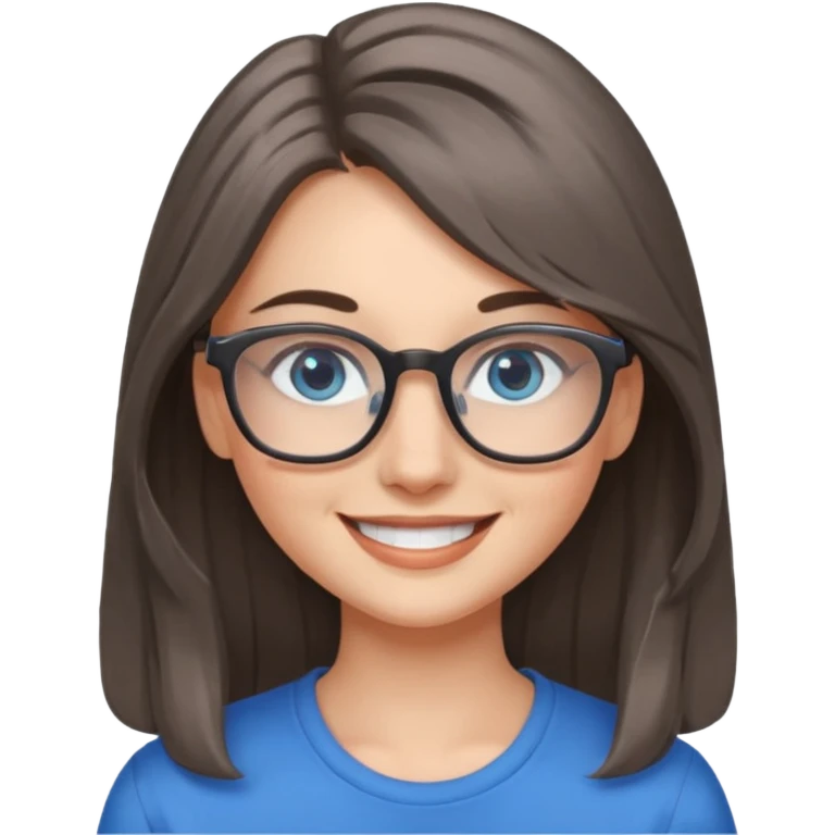 Long Grey and brown haired emoji with blue eyes and glasses female young  emoji