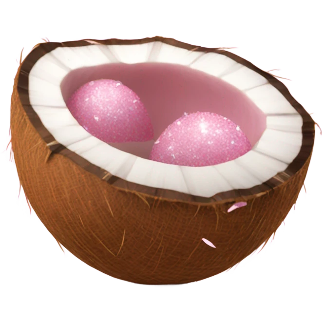 Full Pink coconut with glitter realistic  emoji