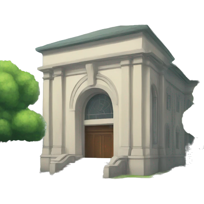 A townhall with an anime style emoji