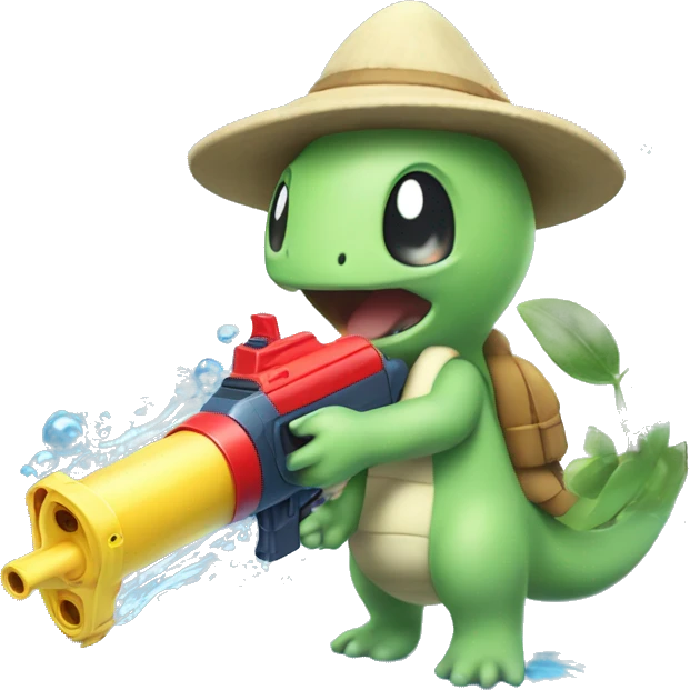 Breloom the Pokémon shooting a water gun emoji