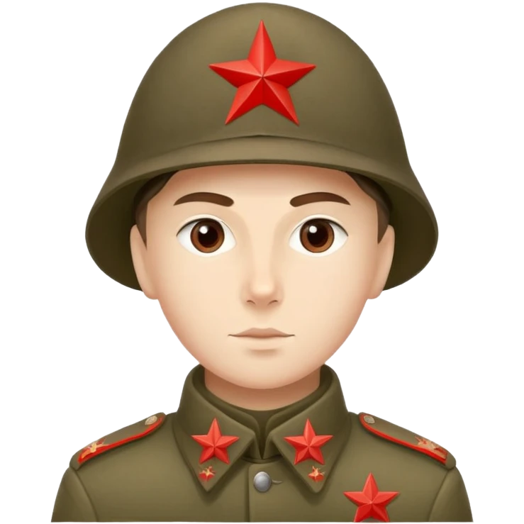 Red Army soldier from 1918 with budenovka hat and red star, Russian Civil War era emoji