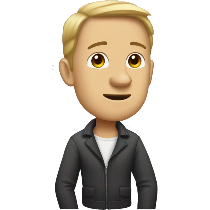 Вид эмодзи в профиль, глаза смотрят в бок, улыбка прямая emoji