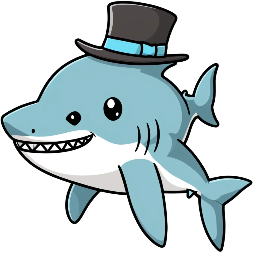 Shark with a top hat emoji