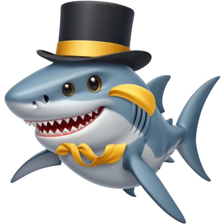 Shark with a top hat emoji
