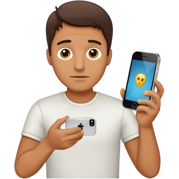 create the man with broke iphone in the hand emoji