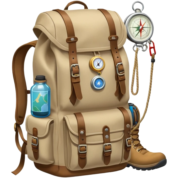 explorer backpack with adventure gear emoji