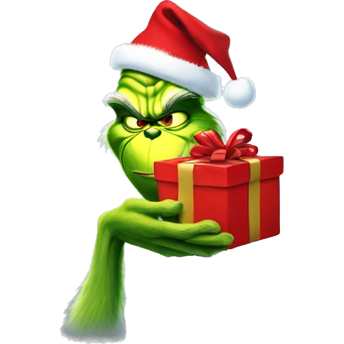 The grinch hand holding a Christmas present  emoji