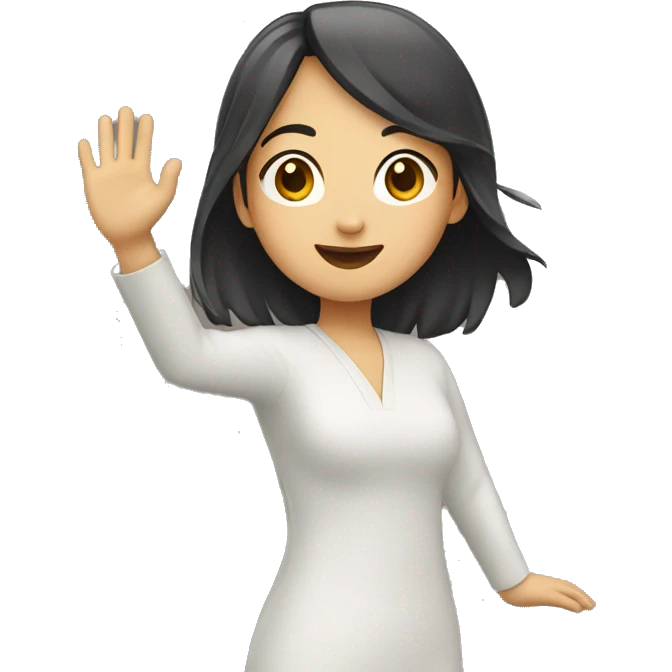 Asian girl waving emoji
