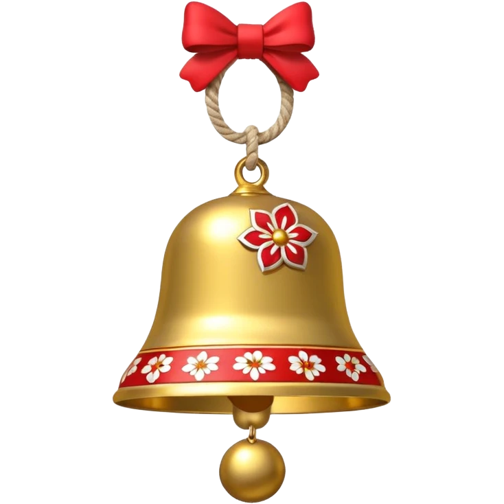 cute round bell with red and white rope and floral decoratons emoji