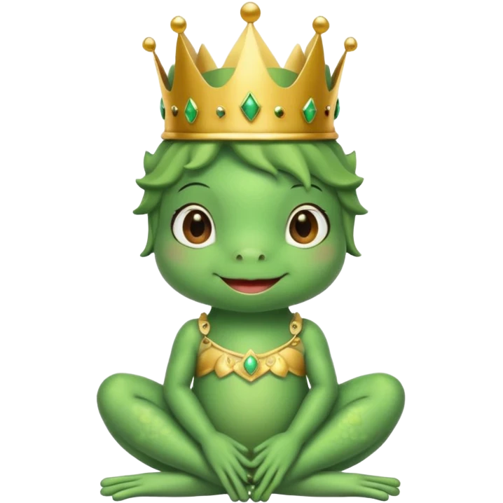 cute frog princess sitting on bed emoji