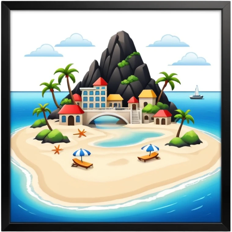 attractive island  with a beach and infrastructure  emoji