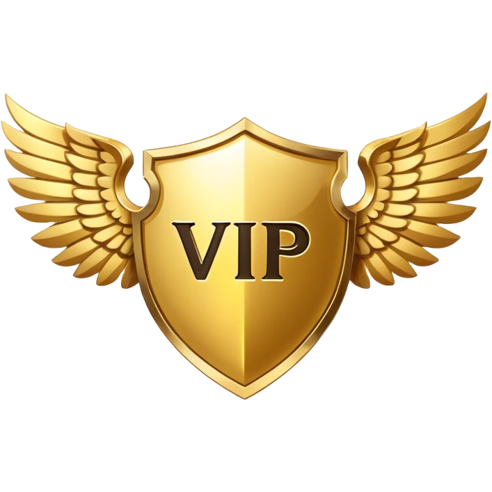 Gold shield with wings and VIP text in the center emoji