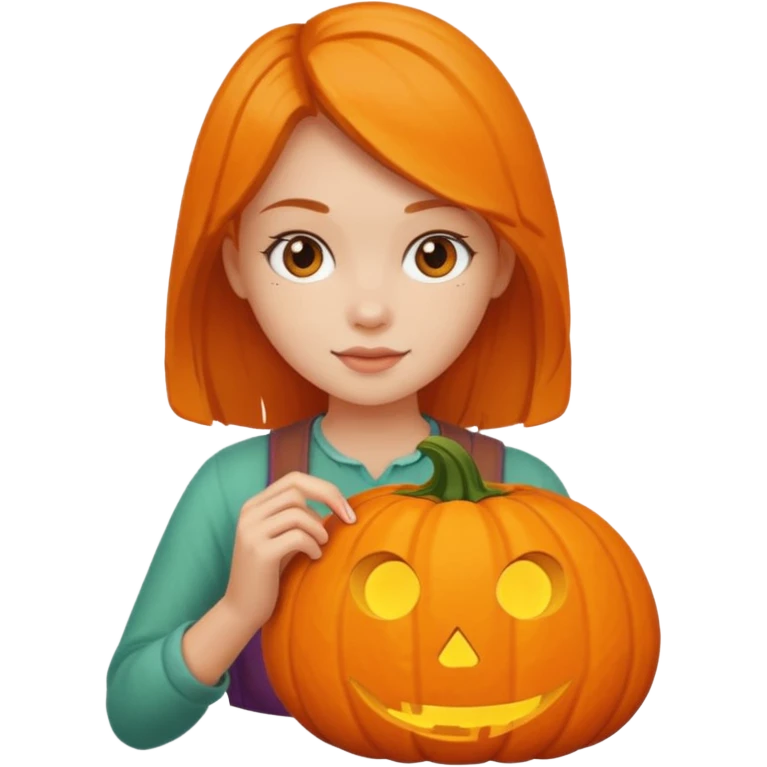 Girl carving a pumpkin emoji