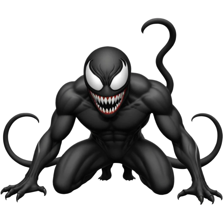 Venom character crawling, no chest logo, classic emoji look emoji