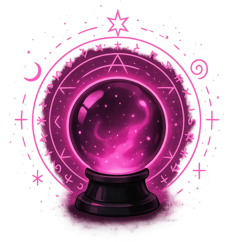 black and pink magical crystal ball emoji