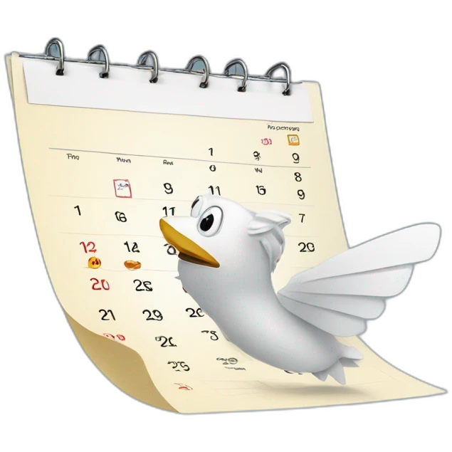 Paper flying out of a daily calendar emoji