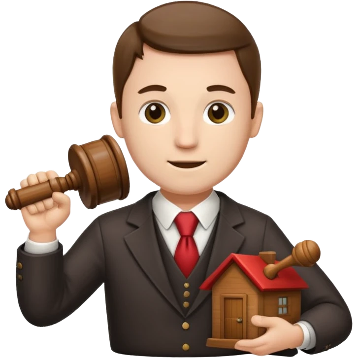 auctioneer with gavel selling house emoji
