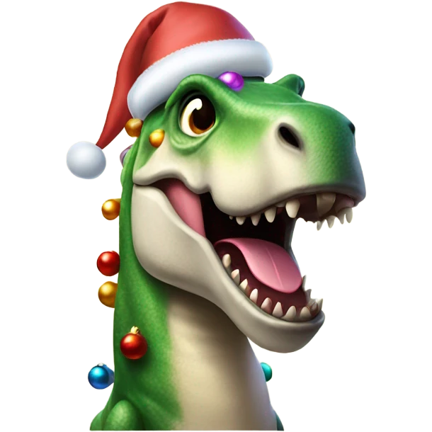 T-Rex unicorn with a goofy face excited about Christmas emoji