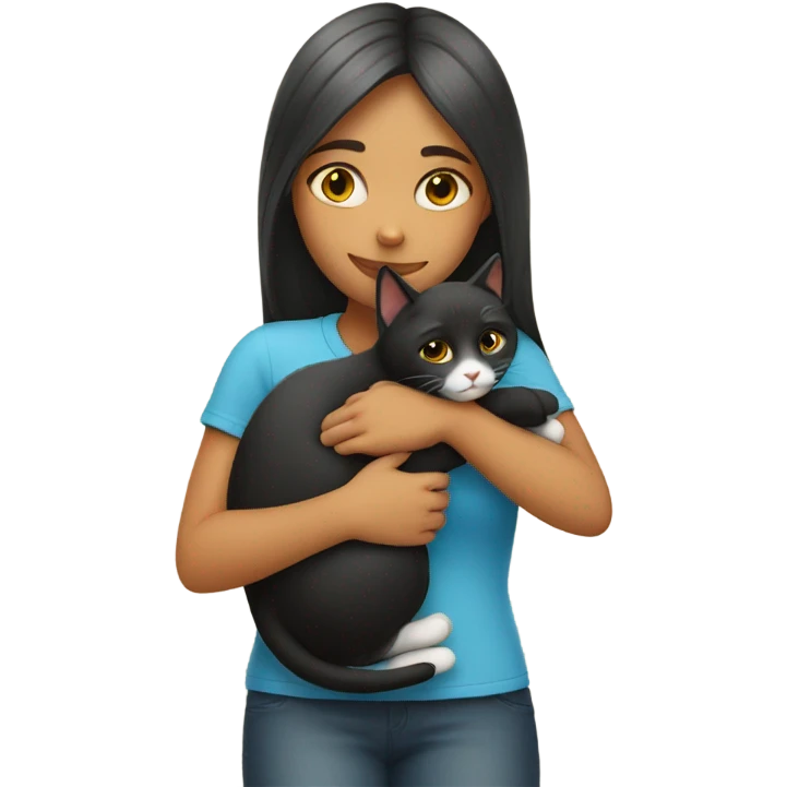 Girl hug cat emoji