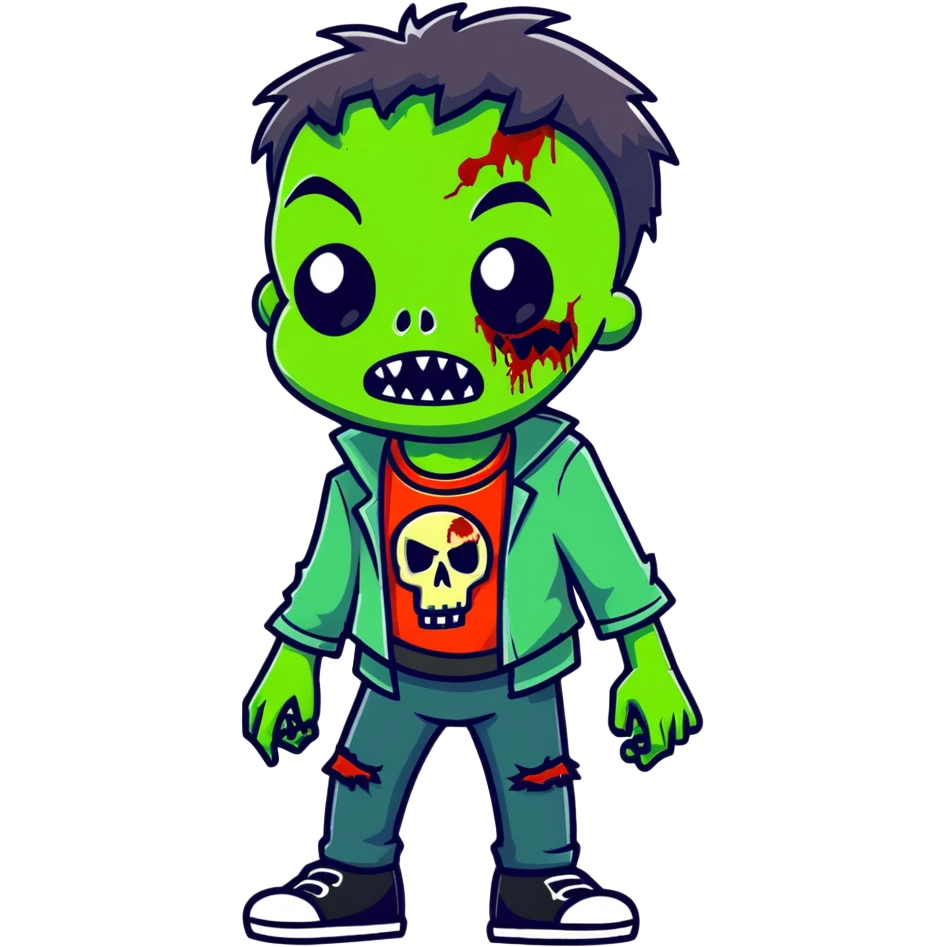 cartoon zombie with green skin and ragged clothes emoji