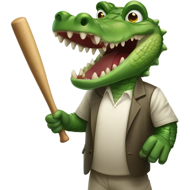 A crocodile playing cricket emoji