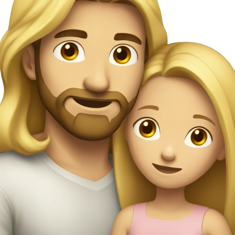 man with brown beard hugging girl with long blonde hair emoji