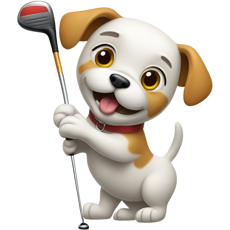 Dog swinging a golf club emoji