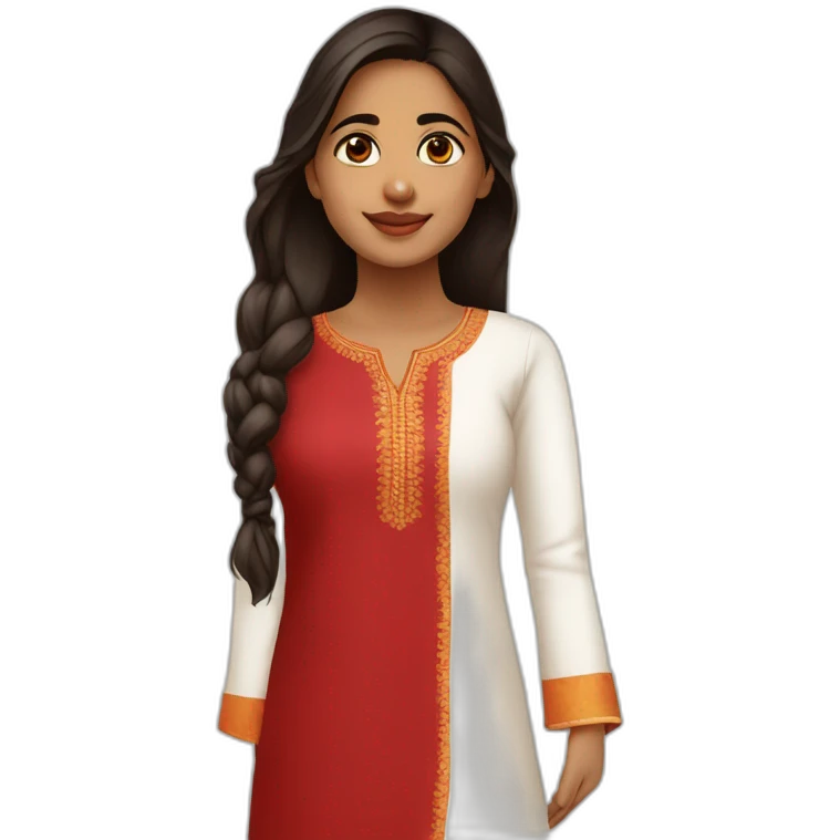indian girl wearing full sleeve blood red kurti and white pajama emoji