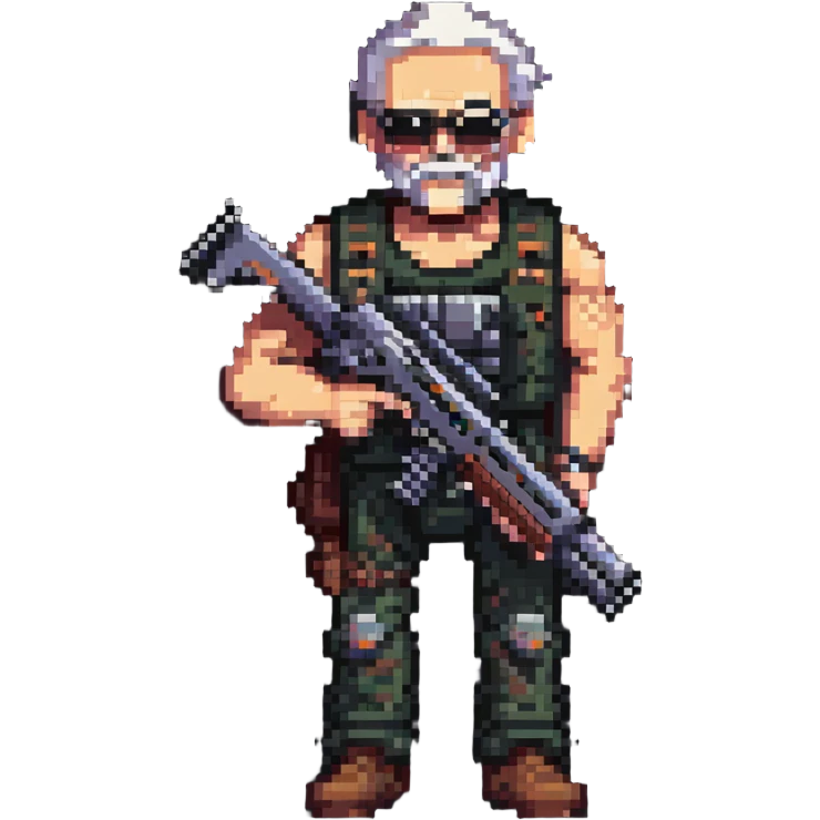 old skinny tough charismatic character from STALKER with a big machine gun emoji