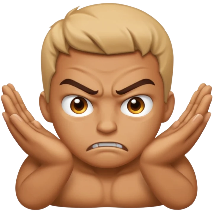 Manos juntas con cara de malo emoji