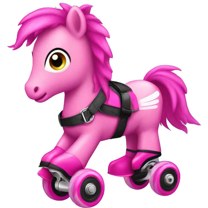 Pink (light fuchsia) pony wearing roller blades emoji