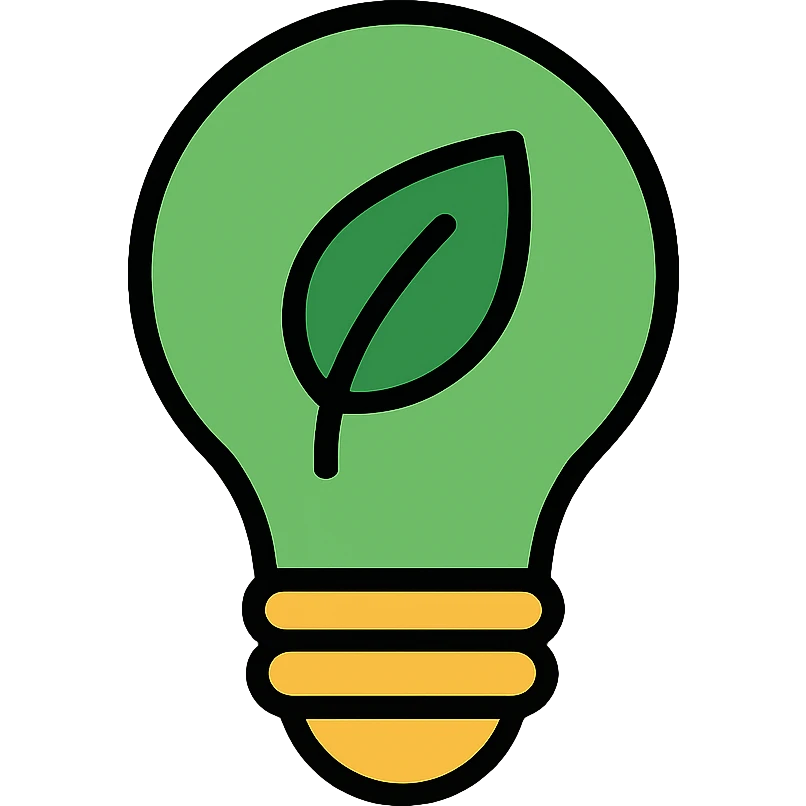 Green light bulb icon for sustainability concept emoji