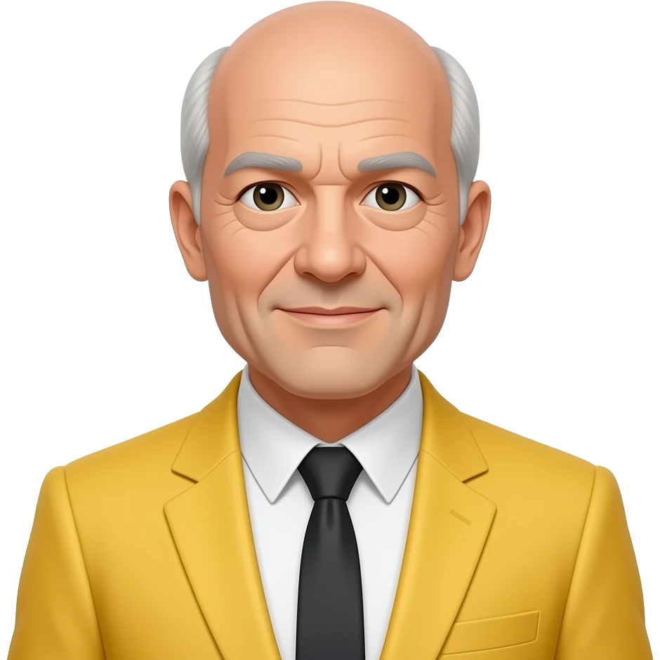 older bald man wearing a yellow suit jacket emoji