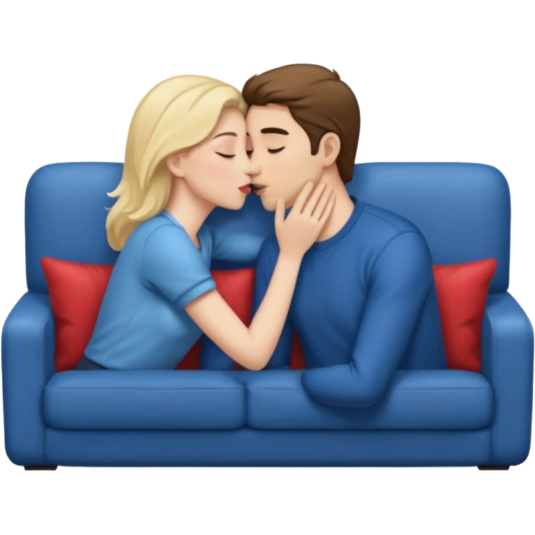 Man and woman kissing on couch emoji