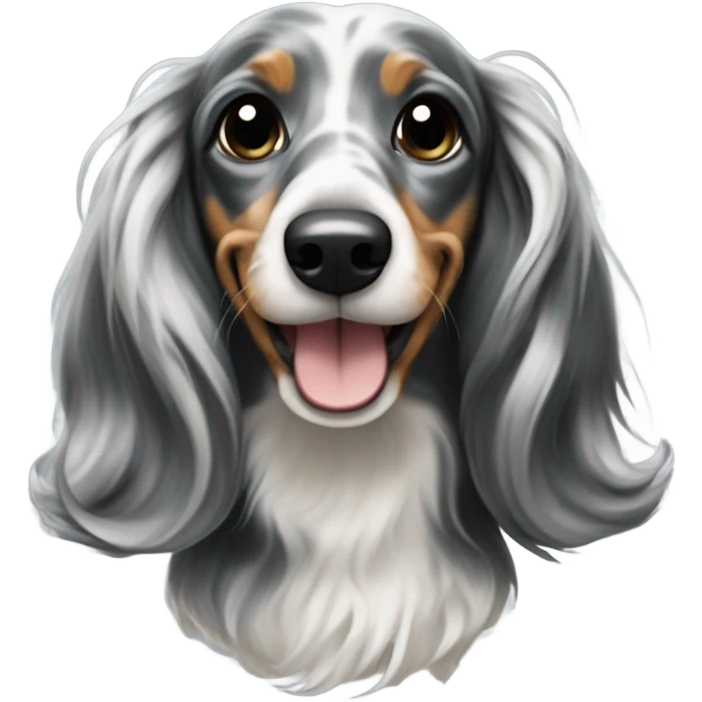 Long-haired marble dachshund emoji