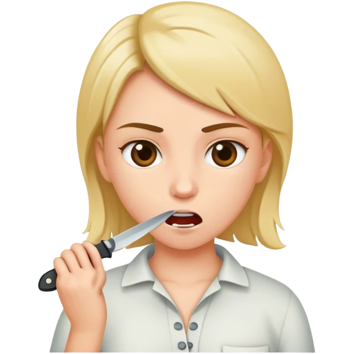 girl holds knife to throat emoji